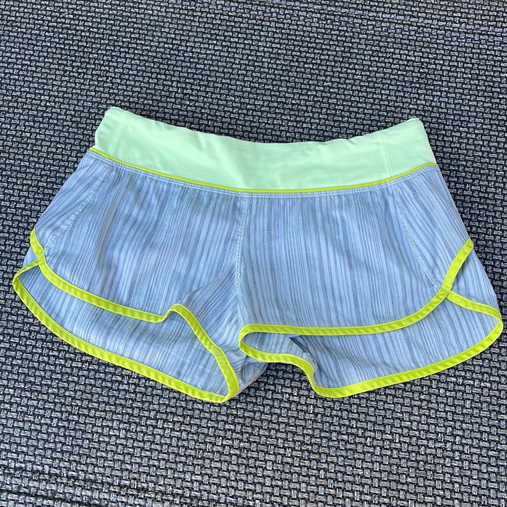 lululemon athletica Light Blue and Lime Athletic Shorts